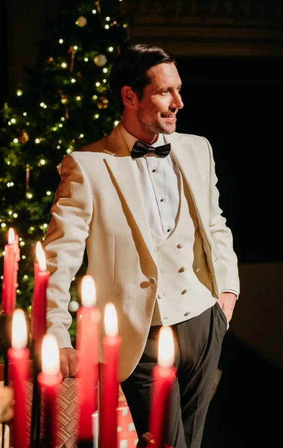 White Notch Lapel 3 Piece Tuxedo thumbnail 3