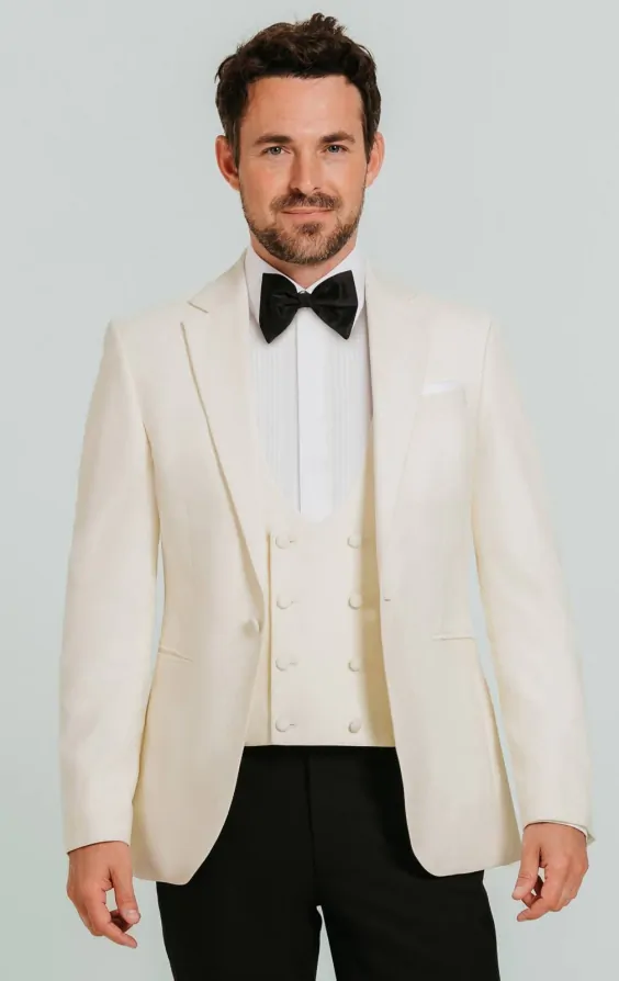 White Notch Lapel 3 Piece Tuxedo primary image