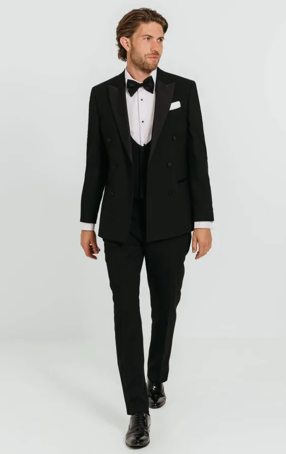 Black Double Breasted 3 Piece Tuxedo thumbnail 2