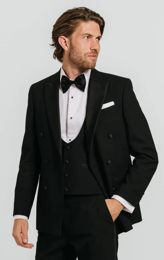 Black Double Breasted 3 Piece Tuxedo primary image