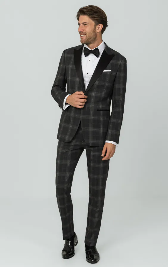 Grey Tartan Check Tuxedo with Peak Lapel - photo 1 Grey Tartan Check Tuxedo with Peak Lapel - photo 1