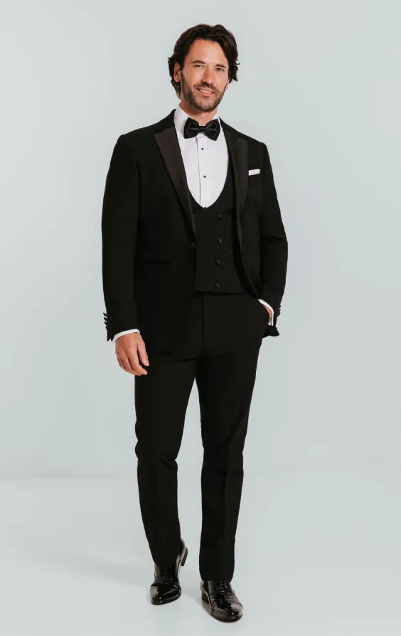 Black 3 Piece Slim-Fit Tuxedo with Notch Lapel - photo 1 Black 3 Piece Slim-Fit Tuxedo with Notch Lapel - photo 1