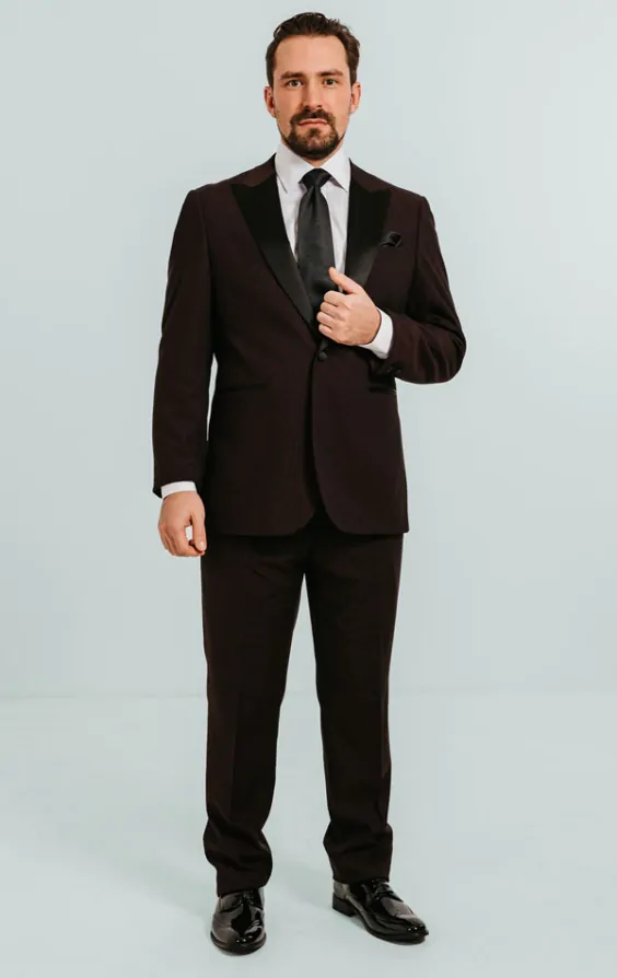 Burgundy Tuxedo with Peak Lapel thumbnail 2