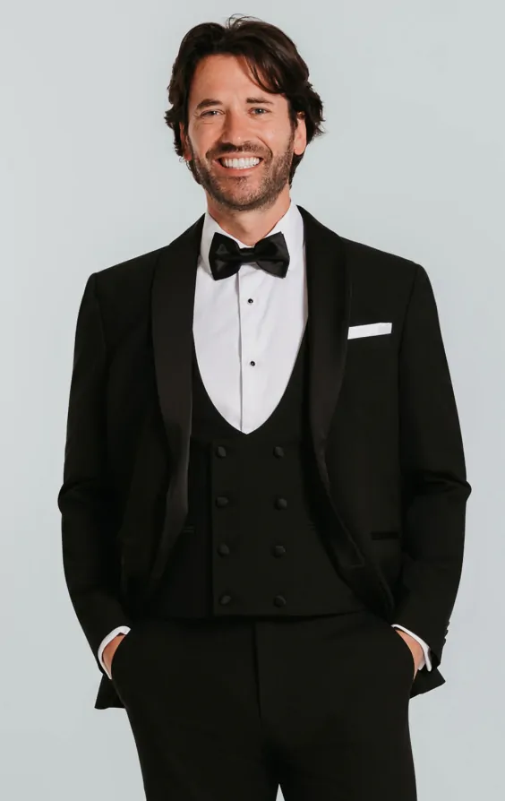 Dobell Black Piece Tuxedo with Shawl Lapel Dobell