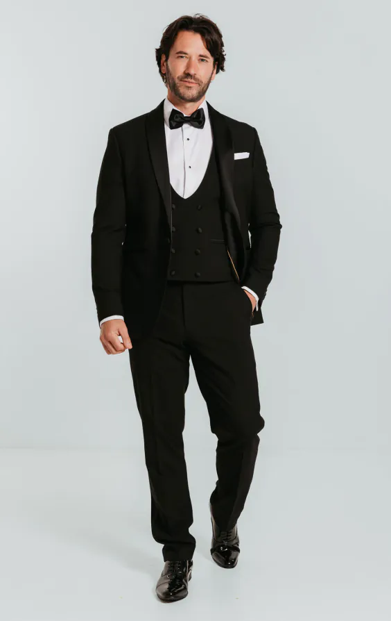 Black Slim-Fit 3 Piece Tuxedo with Shawl Lapel - photo 1 Black Slim-Fit 3 Piece Tuxedo with Shawl Lapel - photo 1
