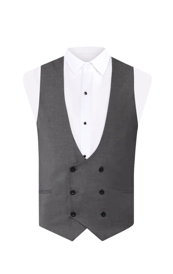 Light grey double breasted waistcoat sale