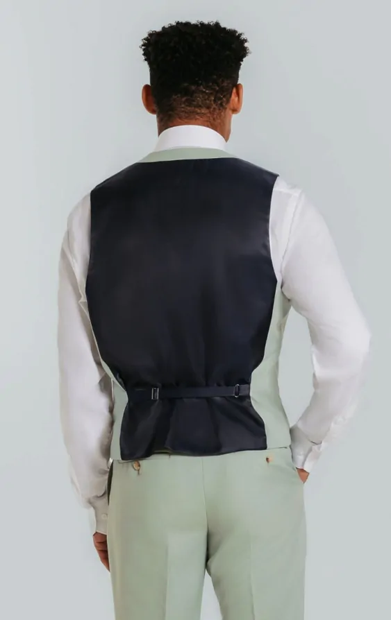 Pale Green Double Breasted Waistcoat thumbnail 3