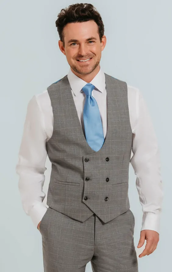 Light grey waistcoat double breasted store