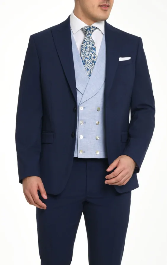 Double breasted blue waistcoat clearance
