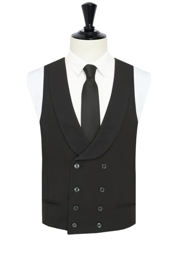Mens black double breasted waistcoat hotsell
