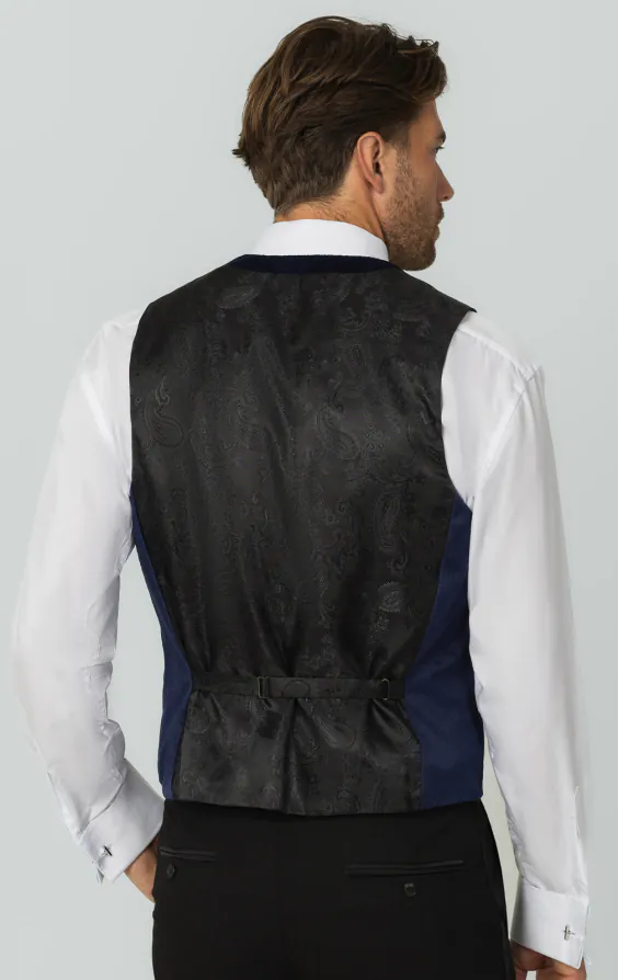 Navy Paisley Velvet Double Breasted Tuxedo Waistcoat - photo 2 Navy Paisley Velvet Double Breasted Tuxedo Waistcoat - photo 2