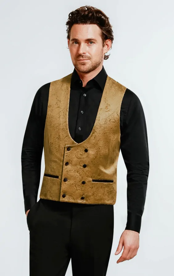 Gold double breasted waistcoat hot sale