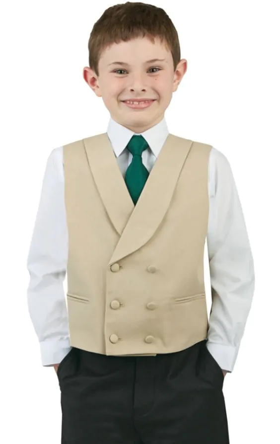 Dobell Boys Gold Buff Double Breasted Shawl Lapel Morning Suit Waistcoat