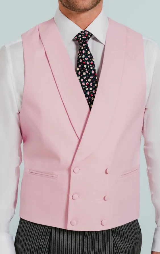 Dobell Pastel Pink Double Breasted Shawl Lapel Morning Suit Waistcoat