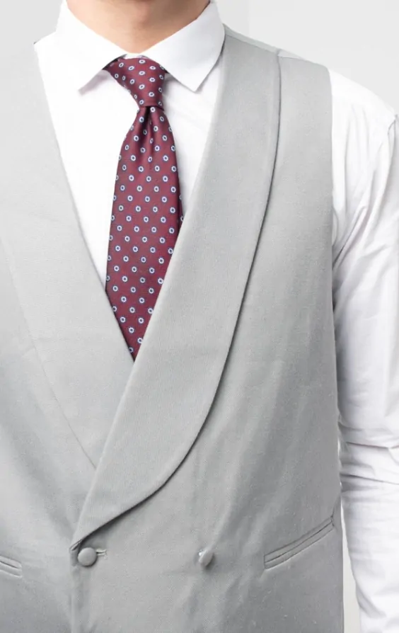 Dove Grey Double Breasted Shawl Lapel Morning Suit Waistcoat thumbnail 2