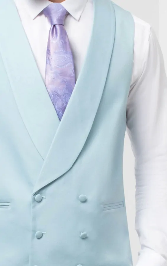 Dobell Duck Egg Blue Double Breasted Shawl Lapel Morning Suit Waistcoat