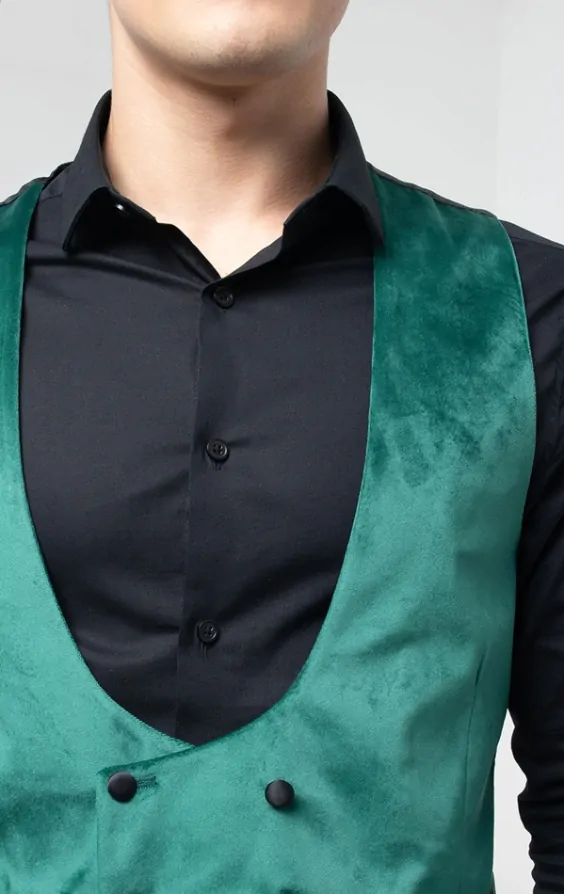 Green velvet waistcoat sale