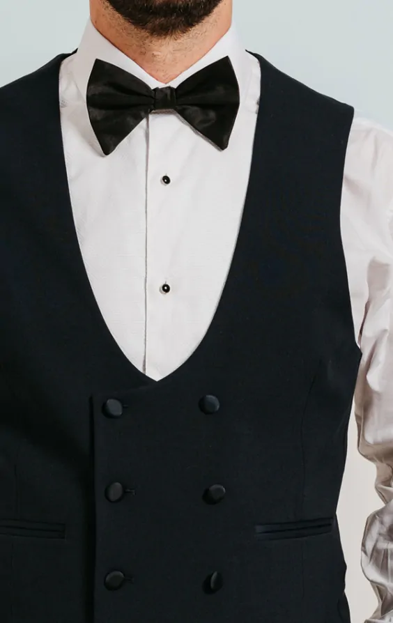 Dobell Navy Double Breasted Tuxedo Waistcoat Dobell