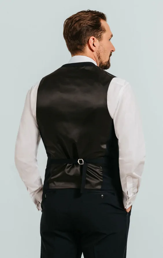 Dobell Navy Double Breasted Tuxedo Waistcoat Dobell