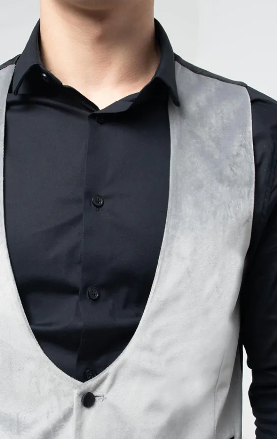Silver Velvet Tuxedo Waistcoat - photo 1 Silver Velvet Tuxedo Waistcoat - photo 1