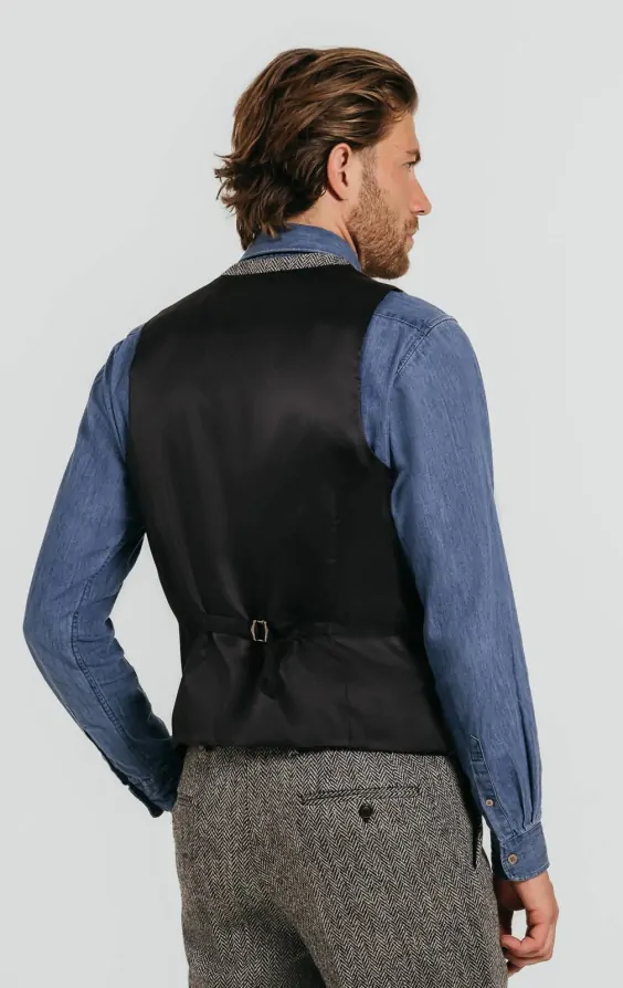 Harris Tweed Grey Herringbone Waistcoat