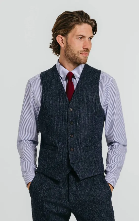 Harris Tweed Blue Herringbone Tweed Jacket Dobell