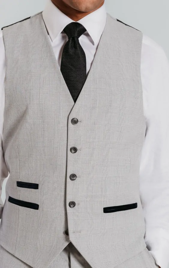 Light grey check waistcoat shop
