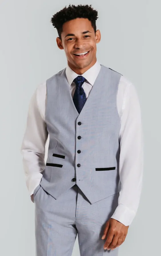 Light blue check waistcoat sale