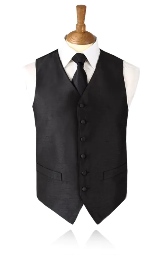 Boys Black Dupion Waistcoat - photo 1