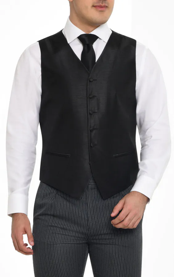 Black Dupion Waistcoat Black Dupion Waistcoat