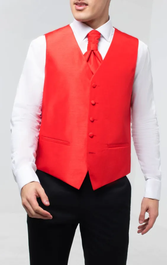Crimson Red Dupion Waistcoat - photo 1