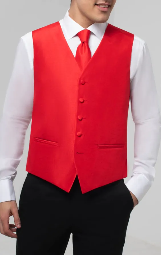 Crimson Red Dupion Waistcoat - photo 2