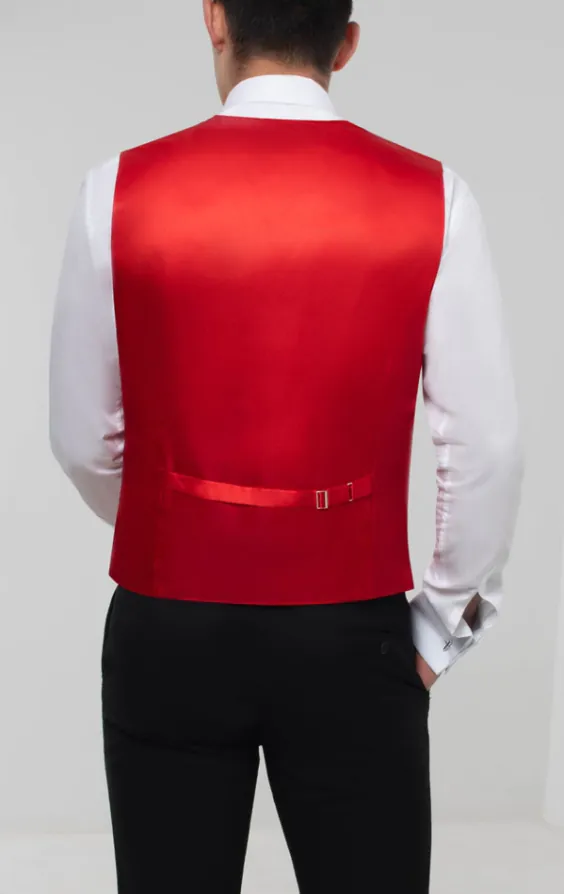 Crimson Red Dupion Waistcoat - photo 4