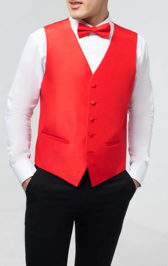 Crimson Red Dupion Waistcoat