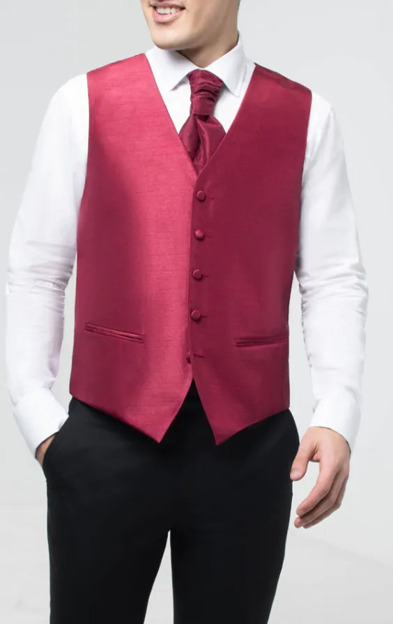 Burgundy Dupion Waistcoat - photo 1