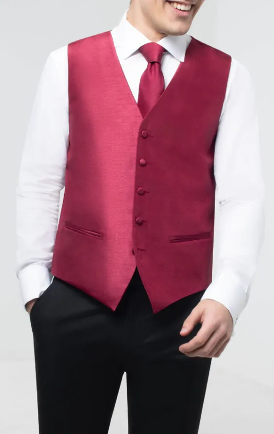 Burgundy Dupion Waistcoat - photo 2