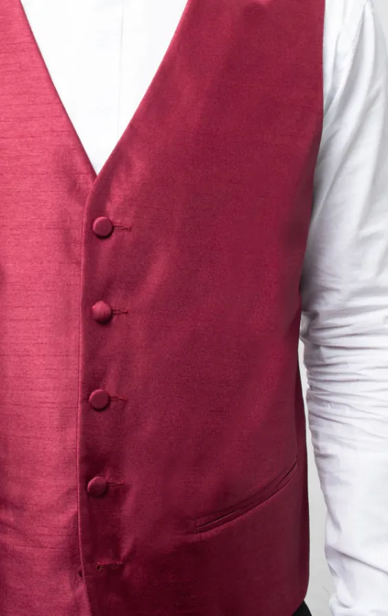 Burgundy Dupion Waistcoat - photo 3