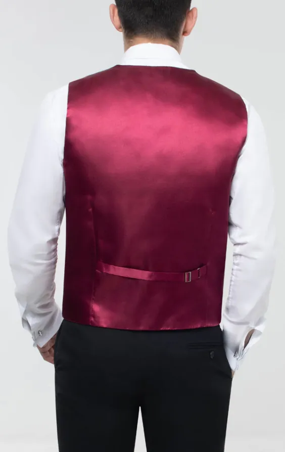 Burgundy Dupion Waistcoat - photo 4