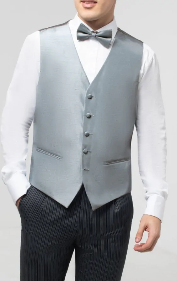 Silver Dupion Waistcoat thumbnail 2