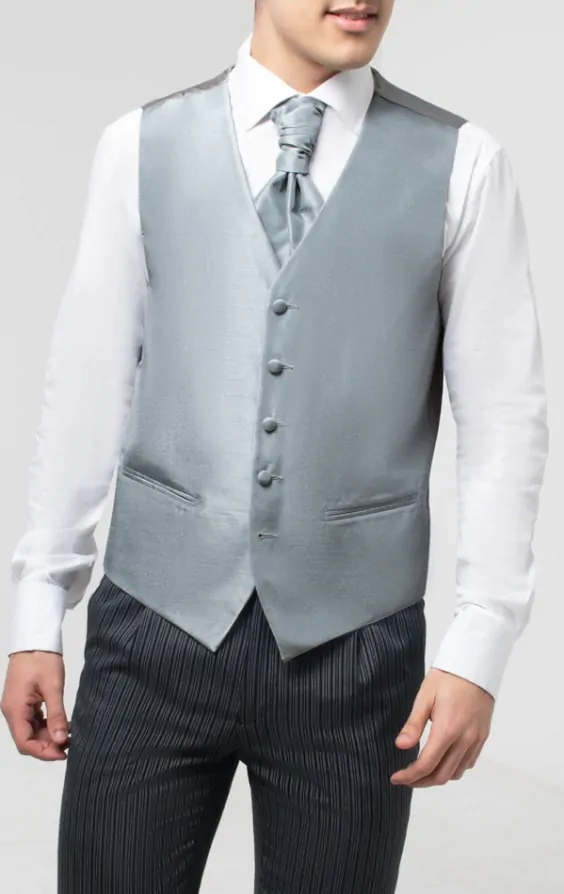 Dobell Silver Dupion Waistcoat Dobell