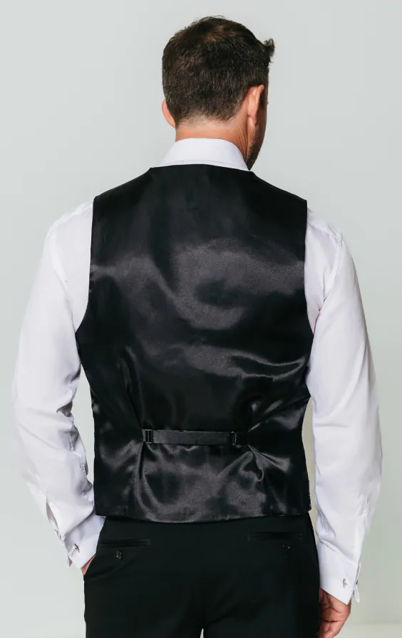 Black/Silver Edwardian Swirl Jacquard Waistcoat - photo 2
