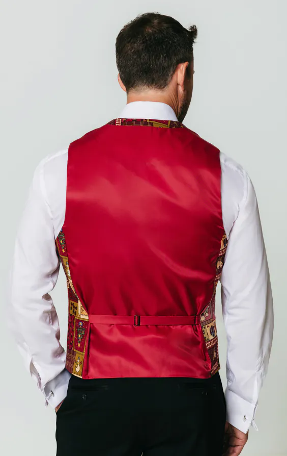 Red Vintage Christmas Print Waistcoat - Limited Edition - photo 2 Red Vintage Christmas Print Waistcoat - Limited Edition - photo 2