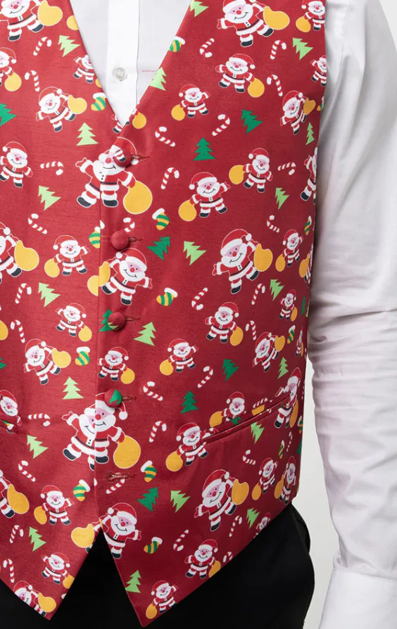 Happy Santa Claus Red Christmas Waistcoat - photo 1 Happy Santa Claus Red Christmas Waistcoat - photo 1