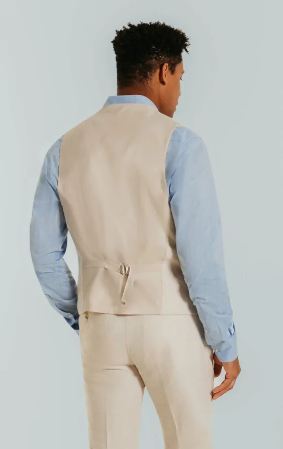 Cream Linen Waistcoat thumbnail 3