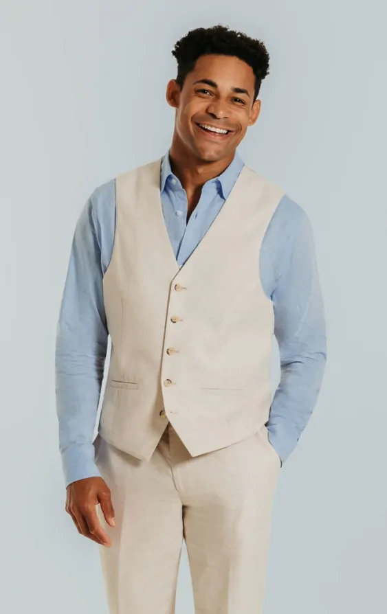 Cream Linen 3 Piece Suit thumbnail 8