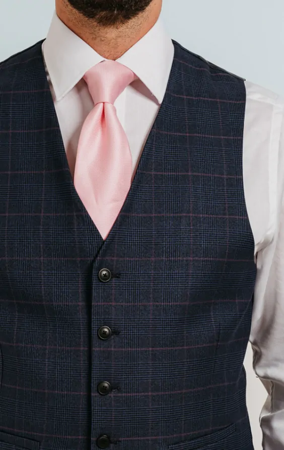 Navy with Pink Check Waistcoat thumbnail 2