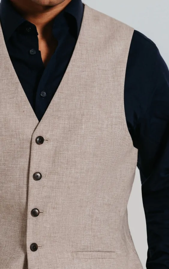 Sand Linen Waistcoat thumbnail 2