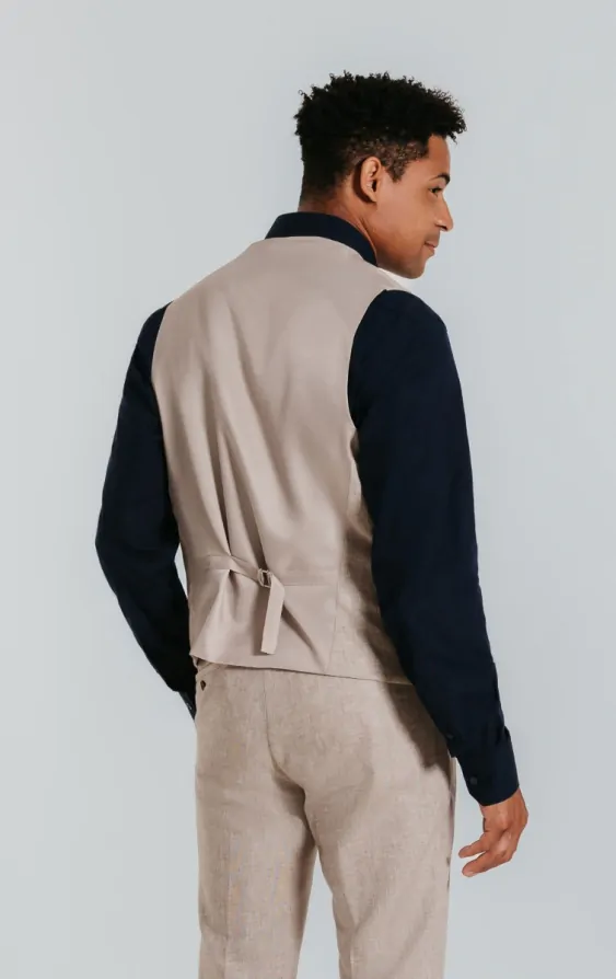 Sand Linen Waistcoat thumbnail 3