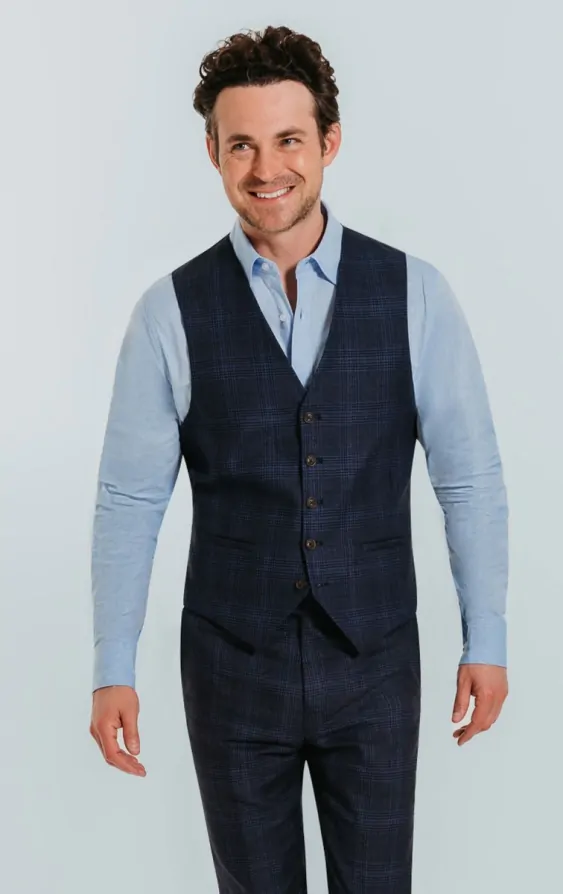 Blue waistcoat matching shirt cheap