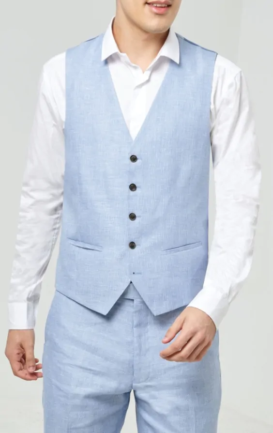 Blue linen waistcoat online